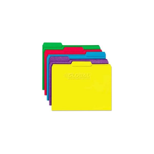 Universal Universal File Folders, 1/3 Cut Double-Ply Top Tab, Letter, Assorted Colors, 100/Box UNV16166*** - main